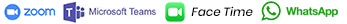 zoom, teams, face time, whatapp